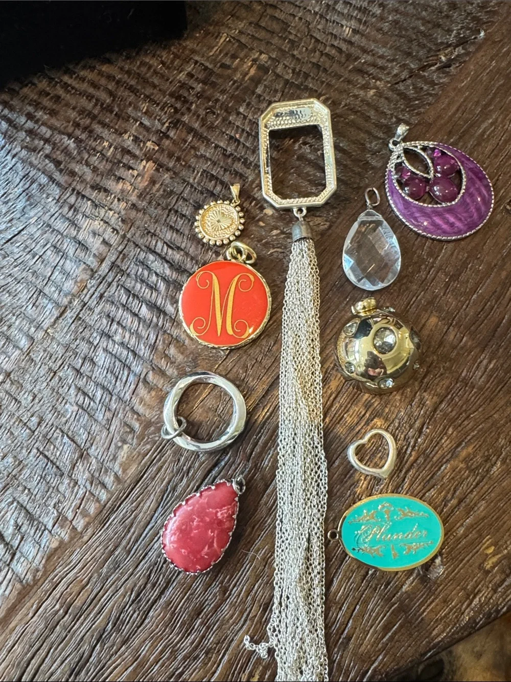 Assorted Jewelry Charms and Pendants - Red, Turquoise, Purple, Gold, Silver